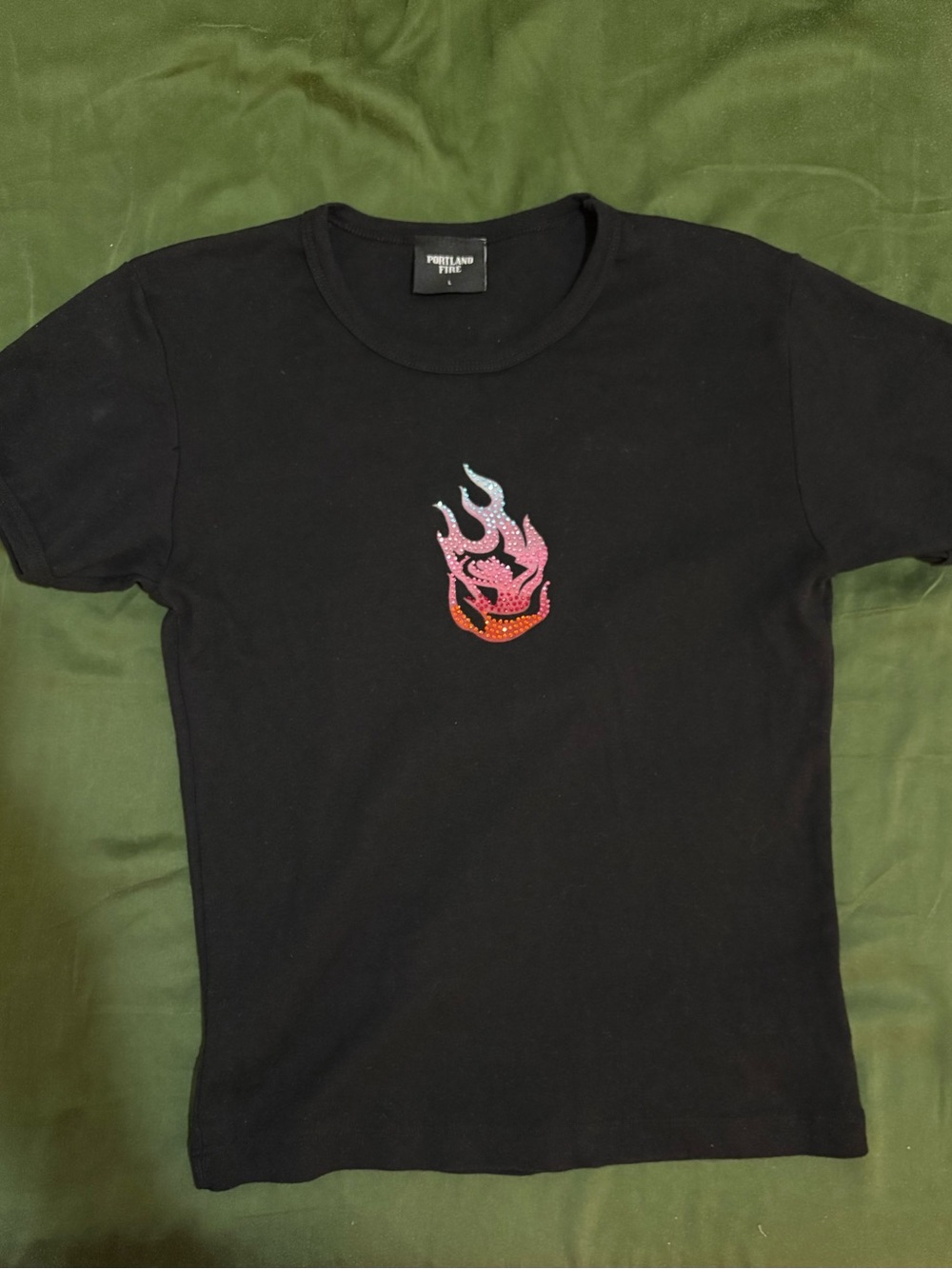 Official WNBA Portland Fire Merch Rhinestone Baby Tee